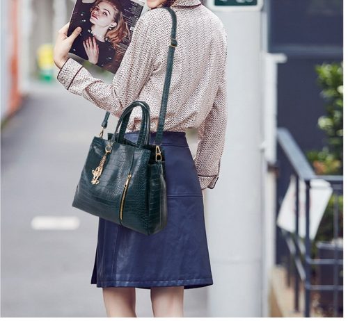 Retro Alligator Pattern Luxury  Women Bag Luxury 2 Set Handbag - Image 12