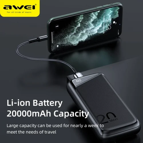 Premium Awei P104K 20000mAh Fast Charging Power Bank - Image 3