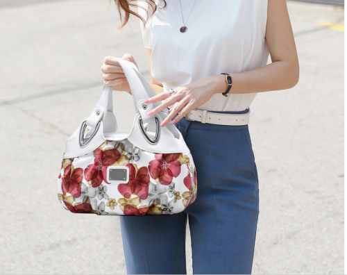 QIAOSANSAN Designer 2022 New Design plain and Floral Handbag - Image 3