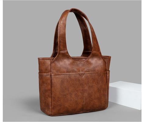 Shoulder Bag, Vintage Tote Pu Leather, Large Capacity Multipocket