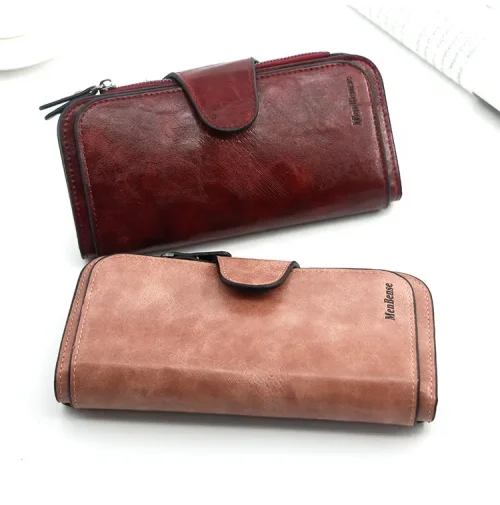 Menbense Minimalistic Vintage Oilwax Pu Leather Ladies long Wallet - Image 3