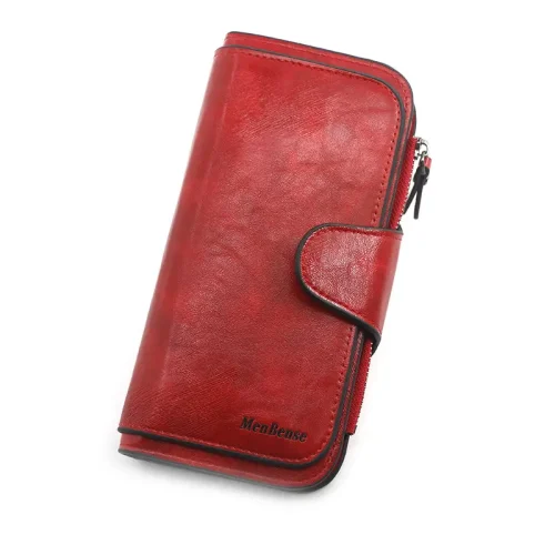 Menbense Minimalistic Vintage Oilwax Pu Leather Ladies long Wallet - Image 4