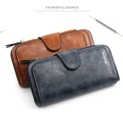 Menbense Minimalistic Vintage Oilwax Pu Leather Ladies long Wallet - Image 2