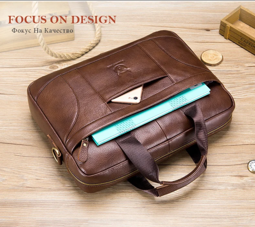 New Arrivals BULLCAPTAIN Men Document/Laptop Genuine Leather Briefcase - Image 13