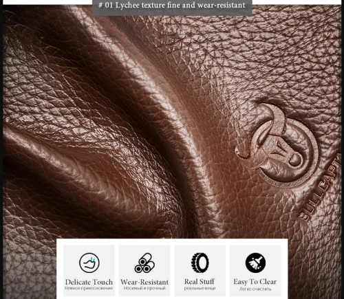 New Arrivals BULLCAPTAIN Men Document/Laptop Genuine Leather Briefcase - Image 12