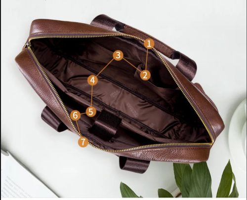 New Arrivals BULLCAPTAIN Men Document/Laptop Genuine Leather Briefcase - Image 10