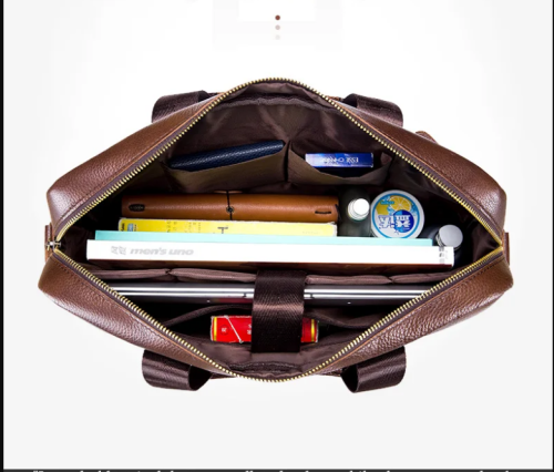 New Arrivals BULLCAPTAIN Men Document/Laptop Genuine Leather Briefcase - Image 9