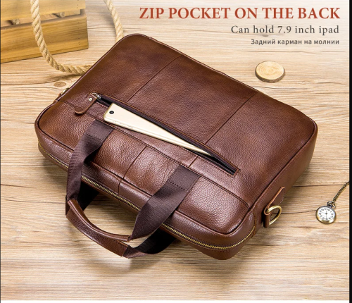 New Arrivals BULLCAPTAIN Men Document/Laptop Genuine Leather Briefcase - Image 7