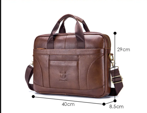 New Arrivals BULLCAPTAIN Men Document/Laptop Genuine Leather Briefcase - Image 6