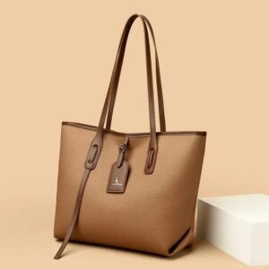 KK New High Quality Leather Large Capacity Premium Handbag - KHAKI