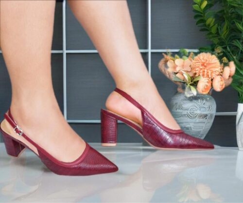 Elegance Alligator2 Pattern Ladies Designer Slingback Heels - Image 3