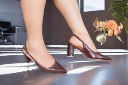 Elegance Alligator2 Pattern Ladies Designer Slingback Heels - Image 7