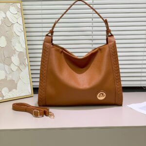 RM High Quality Leather Ladies Medium Capacity Designer Handbag - BROWN