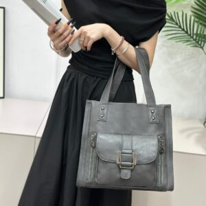 Veromandy Ladies Large Capacity Pu Leather Handbag - GREY
