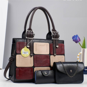 Xiualisa2 Versatile Ladies 3PC Leather Handbag - KHAKI RED