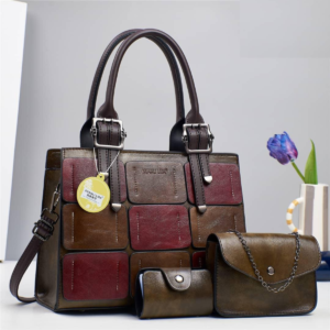 Xiualisa2 Versatile Ladies 3PC Leather Handbag - GREEN