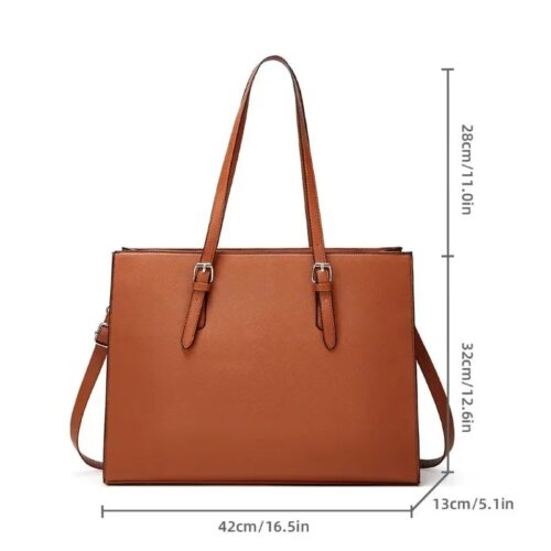 Premium Ladies Vintage Design Large Capacity  15.6 Inch Leather Laptop Handbag - Image 2