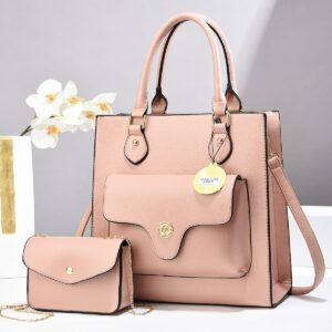 New Arrival 2pc Decorati Premium Leather and Quality Handbag - PINK