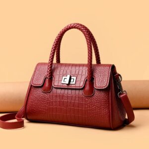 New Arrivals EMBOSSED PATTERN High Quality and Premium Handbag - WINE RED