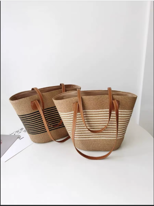 VINTAGE New  Shoulder Straw Fashion Leisure Handbag With Hat - Image 4