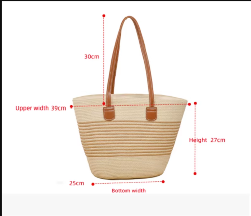 VINTAGE New  Shoulder Straw Fashion Leisure Handbag With Hat - Image 12