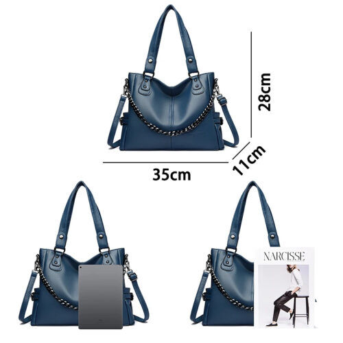 Daishu Premium Ladies Chainlink Versatile PU Leather Handbag - Image 6