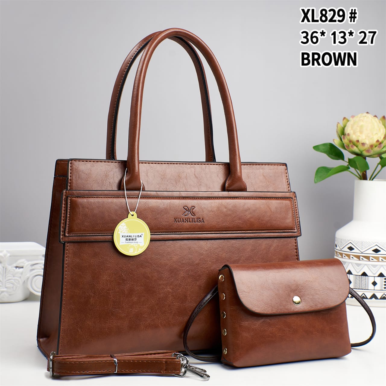 Xiualisa3 Versatile Ladies 2PC Leather Handbag - Image 6