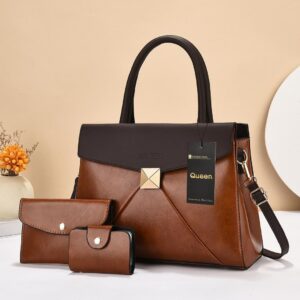 The Regina Empress New Arrival Premium 3pc Handbag - BROWN
