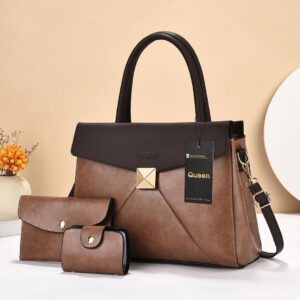 The Regina Empress New Arrival Premium 3pc Handbag - KHAKI