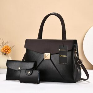 The Regina Empress New Arrival Premium 3pc Handbag - BLACK