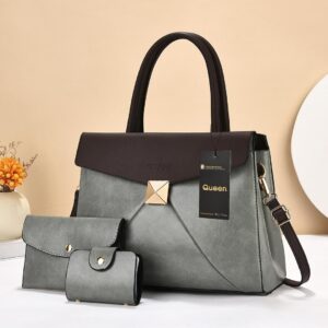 The Regina Empress New Arrival Premium 3pc Handbag - GREY