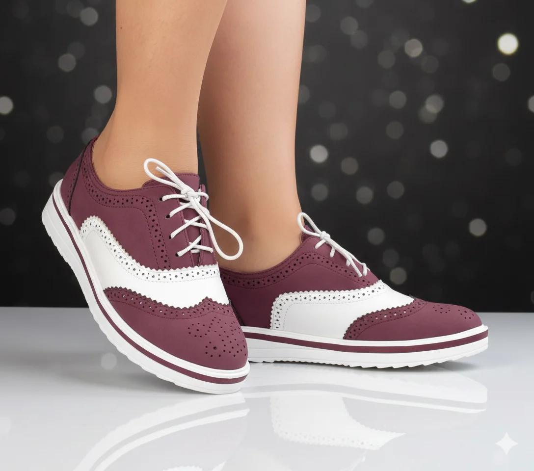 Premium Maven Elegant Ladies Leather Brogues - Image 4