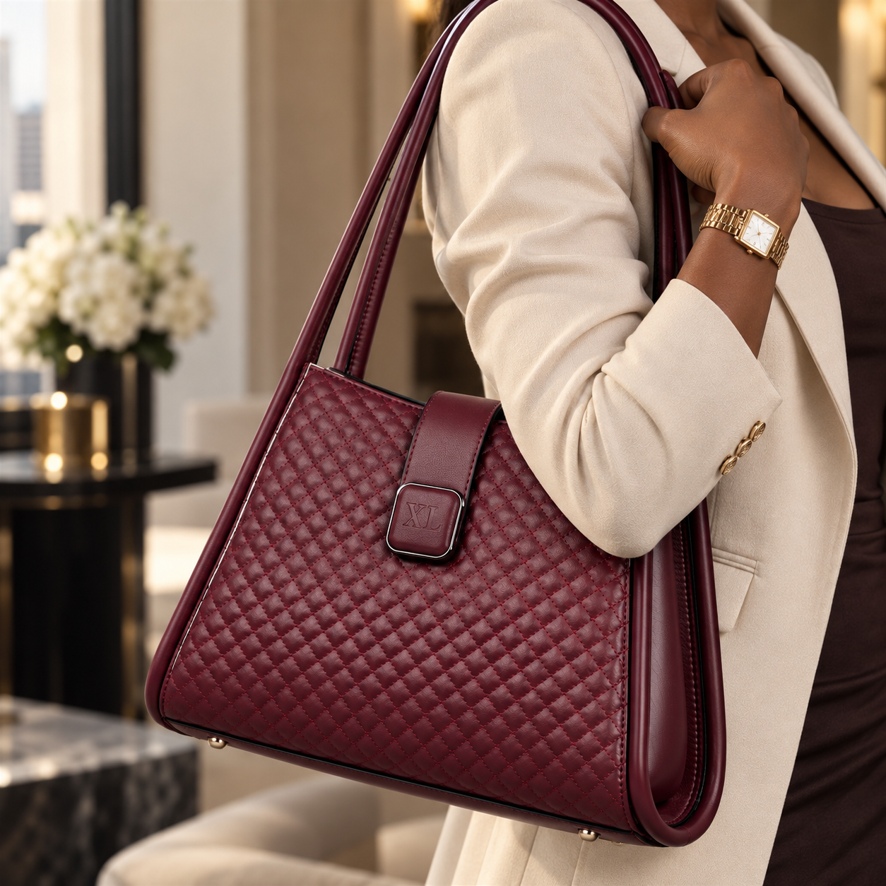 New Premium Elara Quilted Tote New Arrivals Handbag - Image 6