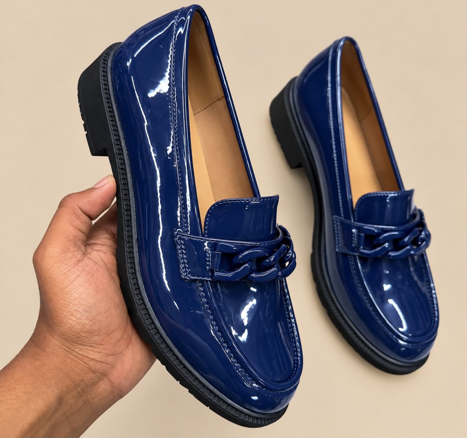 Vellique™ Gloss Chain Loafers. - Image 3